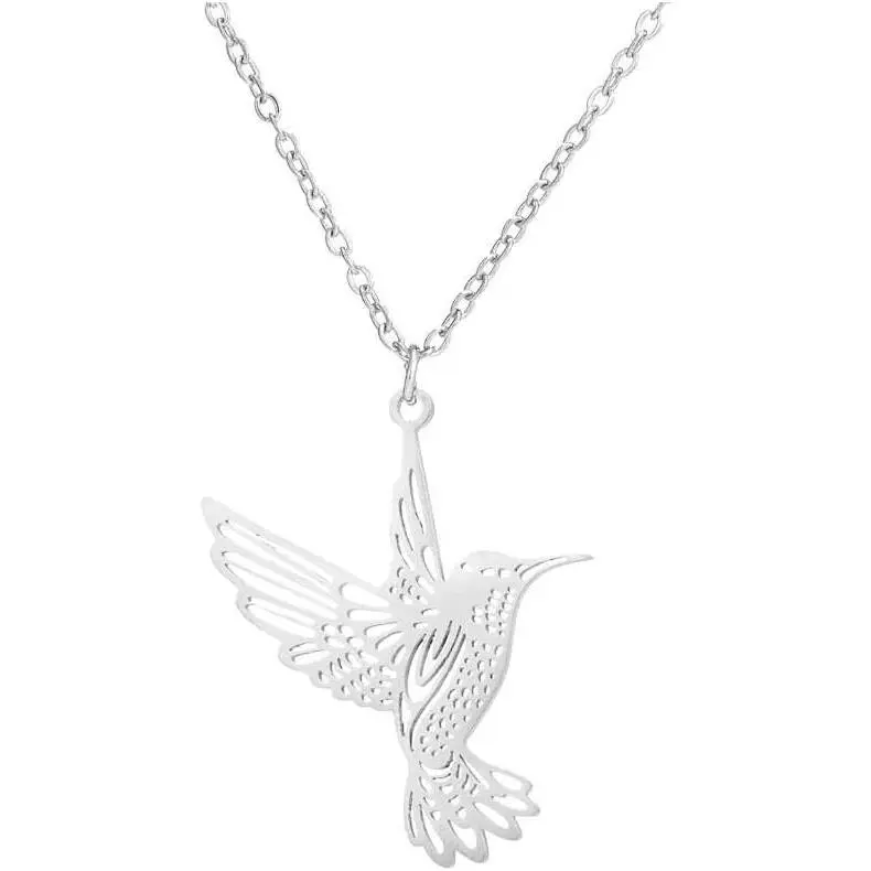 Women's Stainless Steel Dainty Animal Necklace - Hummingbird, Cardinal Designs - Brave, Strong Daily Wear Female Jewelry