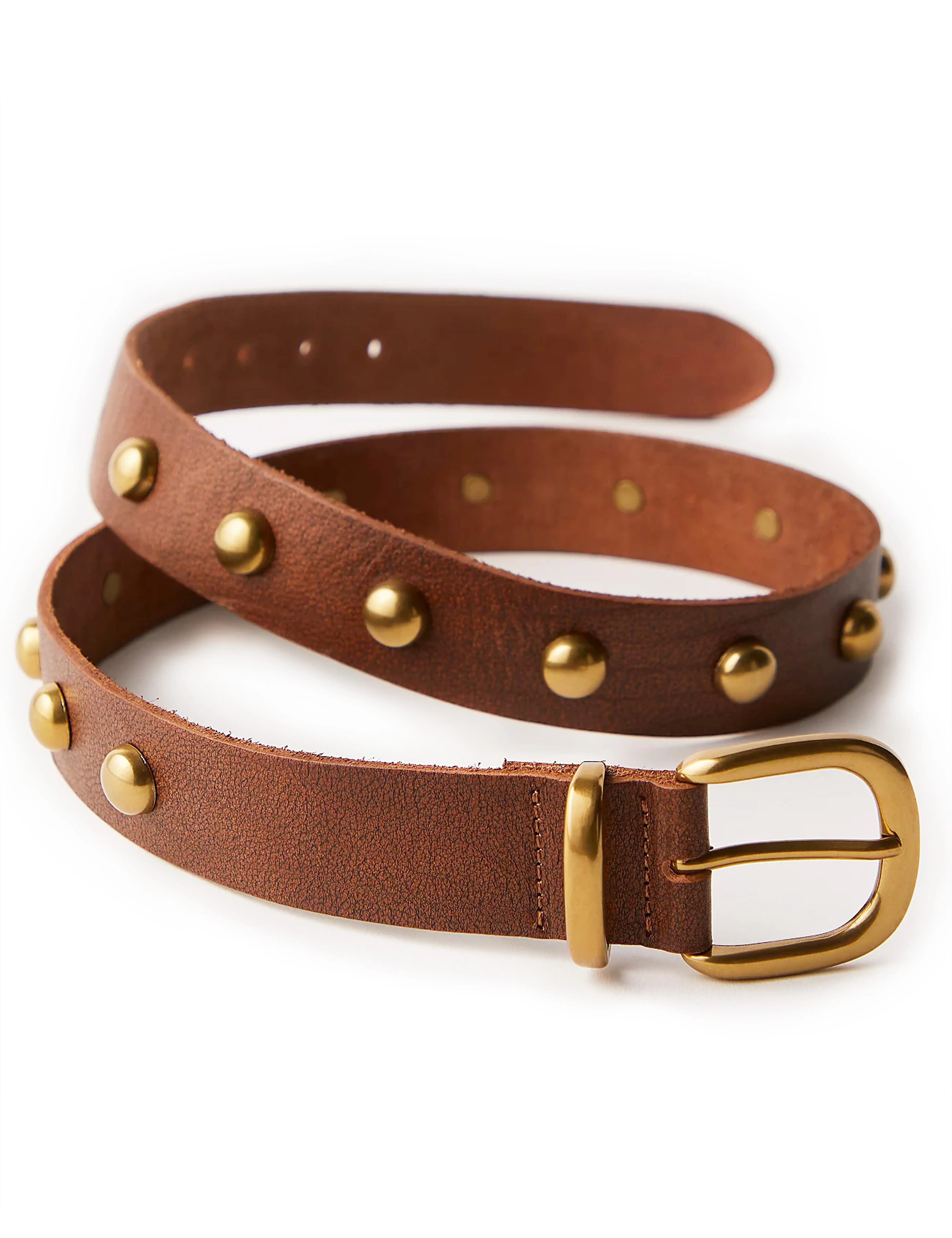 LyzerMia Womens Genuine Rivets Leather Belts 1.3" Waist Belt with Gift Box