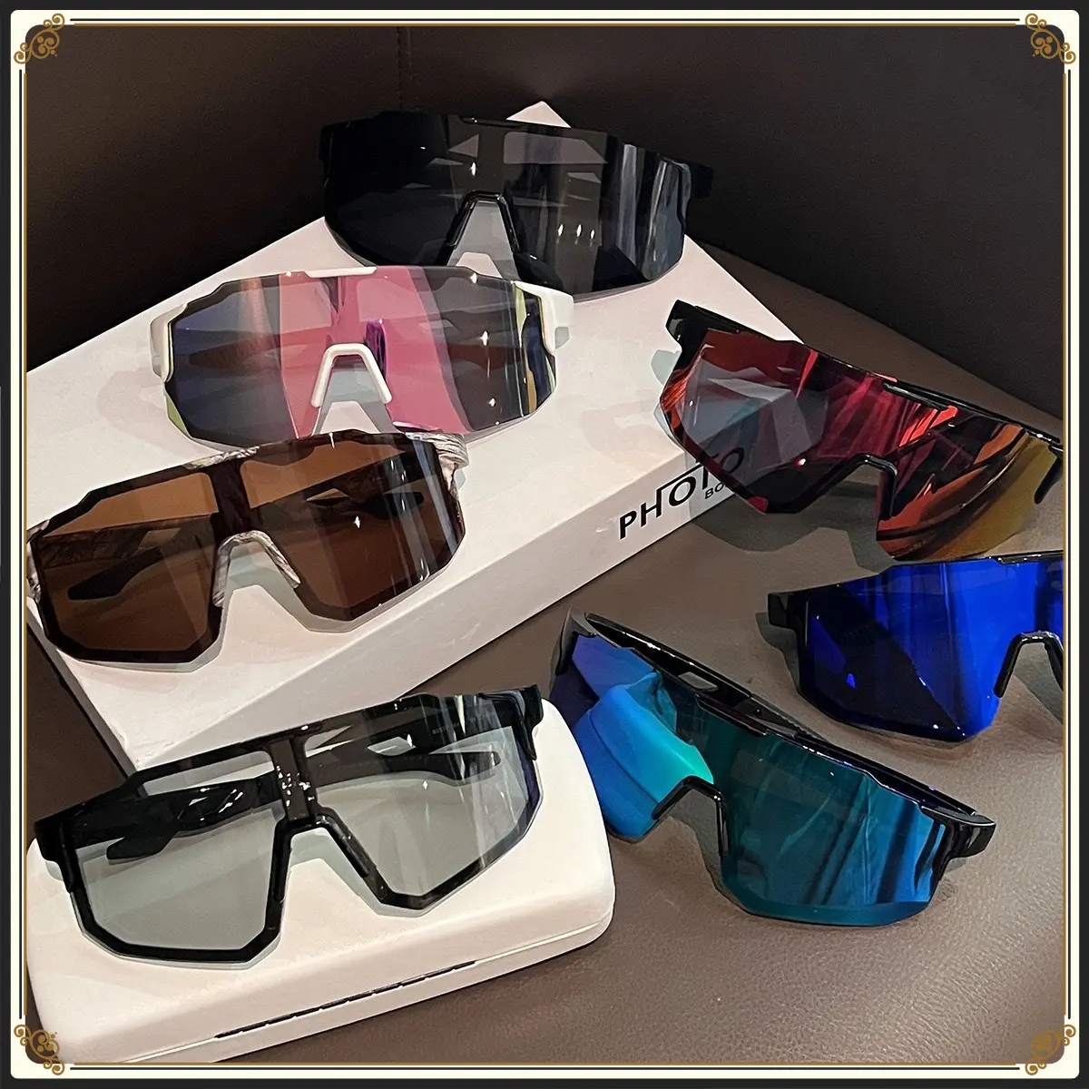 Unisex Adults' Sports Sunglasses - Multi-Color Oversize Frame, Windproof Shield Design Lens, Cool Sports Fashion Style Accessories, Ideal for Outdoor Running & Cycling