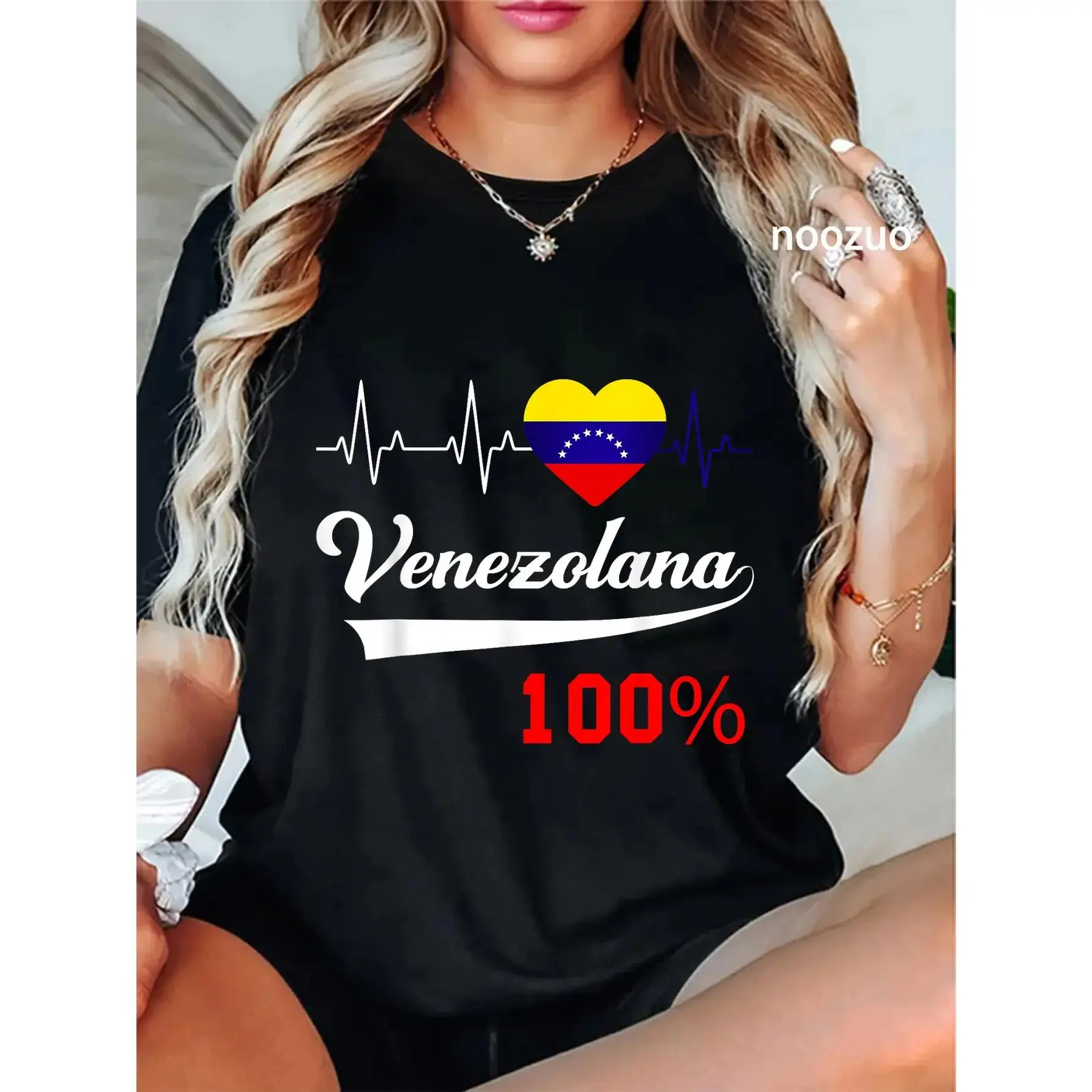 Women's Graphic T-Shirt with Venezuela Flag Pride Print, Casual Short Sleeve 100% Cotton Top for Everyday Wear fathers day gift ideas