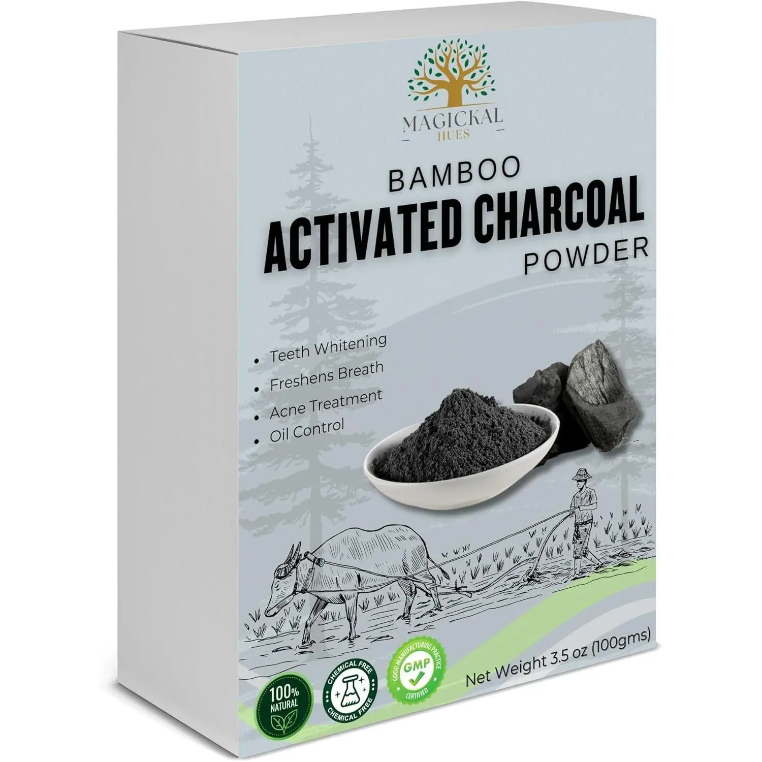 Women's Fine Activated Bamboo Charcoal Powder (3.5 oz) - Oral Cleansing, Teeth Whitening, Beauty Care Product, Activated Form