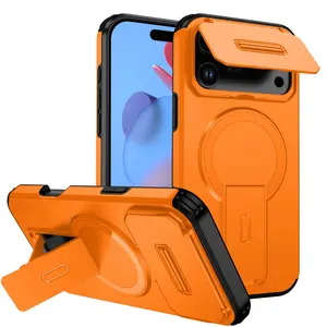 For iPhone 17 Pro Max for iPhone 17 16 15 14 13 12 11 Pro Max Plus Phone Case, Integrated Bracket Rotating Anti Fall Protective, Shockproof Armor Flip Camera Protect Phone Case, Luxury Cover for Magnetic