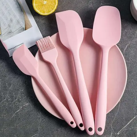 4pcs/set Silicone Baking Utensils Set, Including Spatula, Brush, Scraper, Kitchen Baking Tools, Baking Supplies