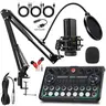 Safring 2026 Upgraded Podcast Equipment Bundle - 4 Customized SE Pro Audio Interface, Audio Mixer, DJ Controller, Guitar Input, Podcast Mic, Windproof Foam Cap, 4 Customized Sound Effects, Plug & Play, Windows Compatible for PC & Laptop Gamer Streaming