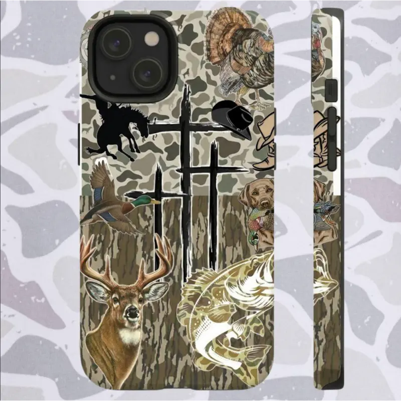 Camouflage Print Protective Cellphone Case - Christian Hunting Accessory, Outdoor Theme Cover Casing for iPhone Devices, Deer-Themed Hunter Gift