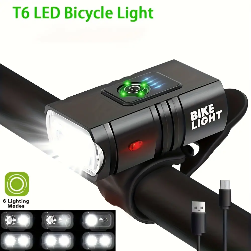 Rechargeable LED Bicycle Front Light, 1000LM Headlight with Power Display and USB Port, Front Mount Cycling Equipment for Mountain Bikes, Led Light, Battery-Powered, Lights & Reflectors