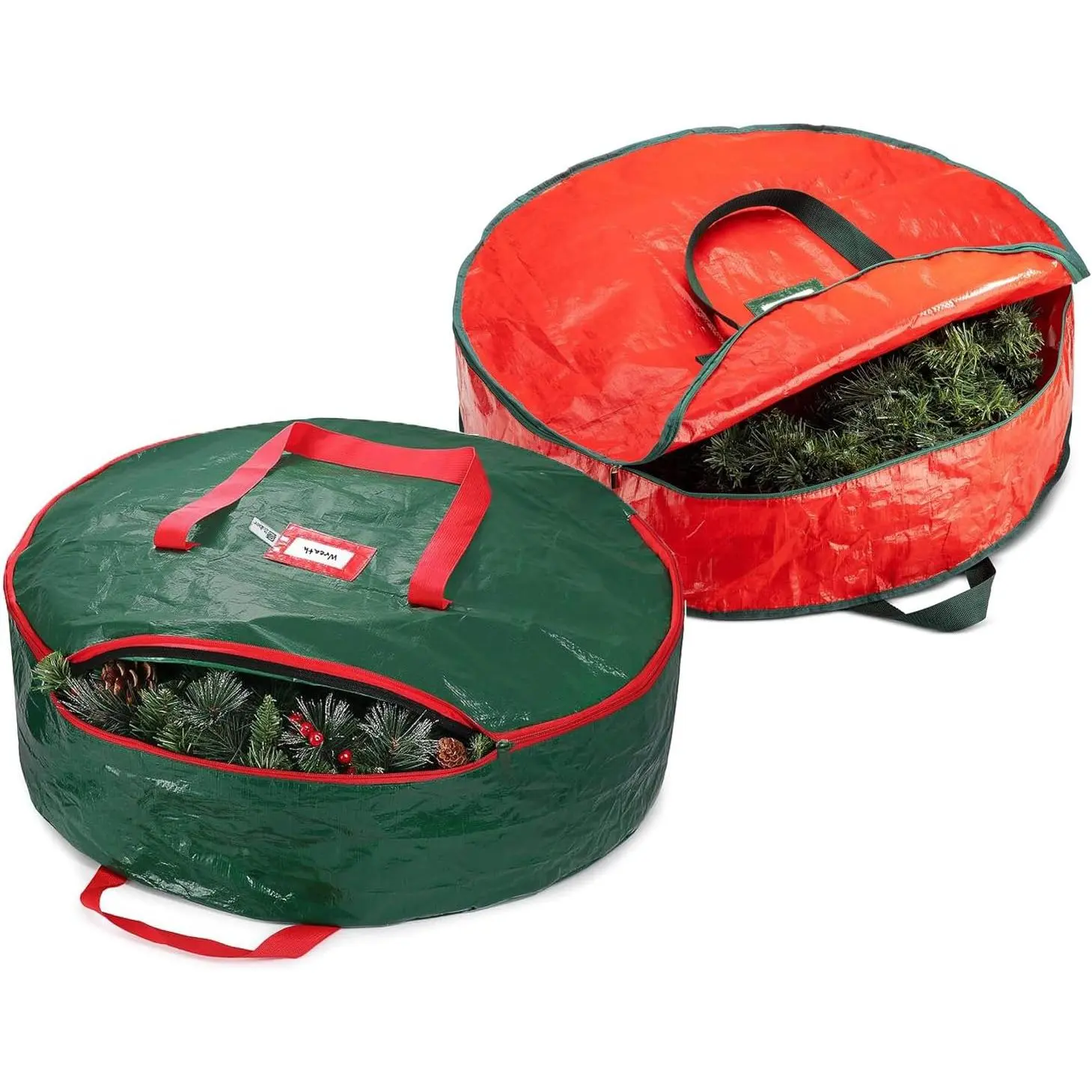 Christmas Wreath Storage Bag 24 Inch - 2 Pack Christmas Wreath Garland Storage Container with  Zipper & Handles, Wreath Storage Organizer Box Protect Xmas Ornaments Party Decorations
