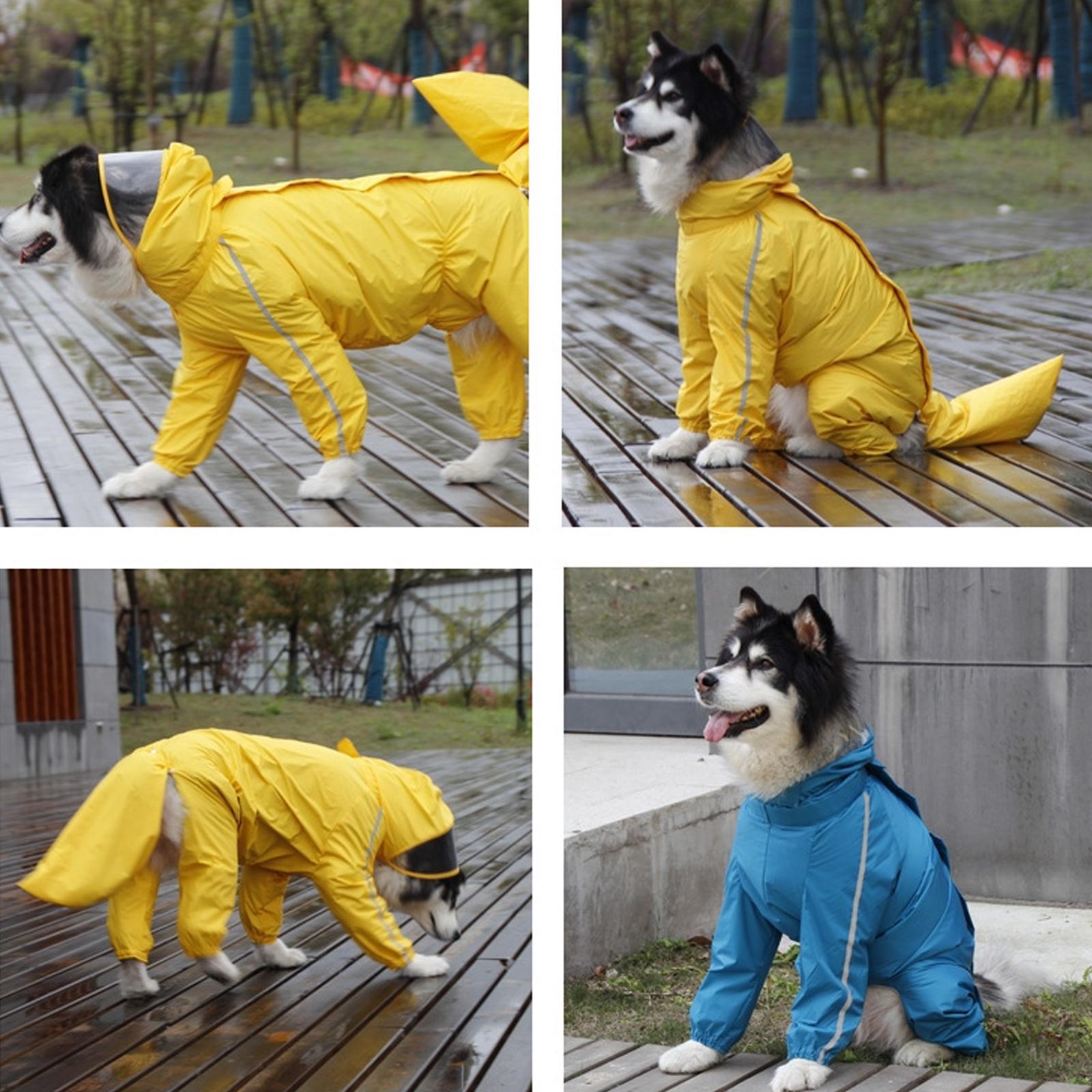 Adjustable Reflective Dog Raincoat, 1 Count Waterproof Dog Raincoat with Detachable Tail Cover, Lightweight Pet Raincoat for Small Medium Large Dogs
