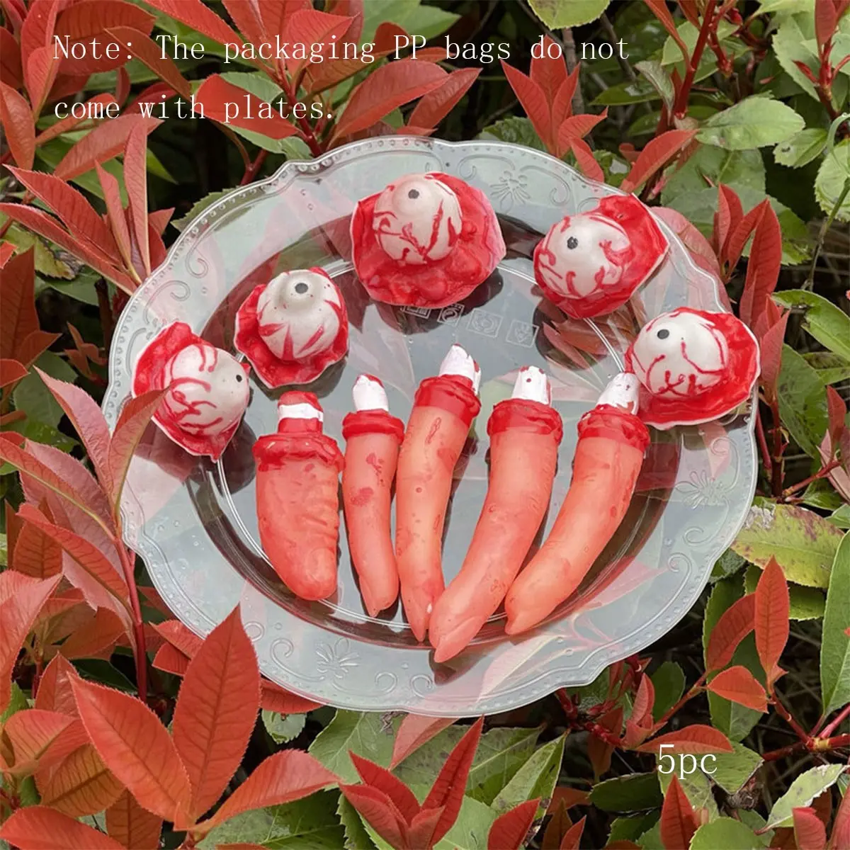 5pc Halloween Bloody Horror Decorations, Realistic Scary Eye Balls, Prank Cut Finger Props, April Fools' Day Scare Decorations