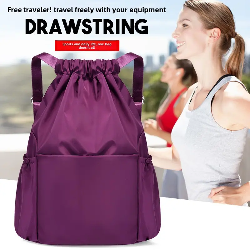 Sporty Chic Metallic Unisex Large Capacity Waterproof Drawstring Backpack, Breathable Travel Gym Bag with Magnetic Quick-Access Pocket, PU Leather Buckle, Lightweight Adults’ Mesh Sack Pack Shoulder Pouch with Multiple Pockets, Biking, Easy Clean, Black L