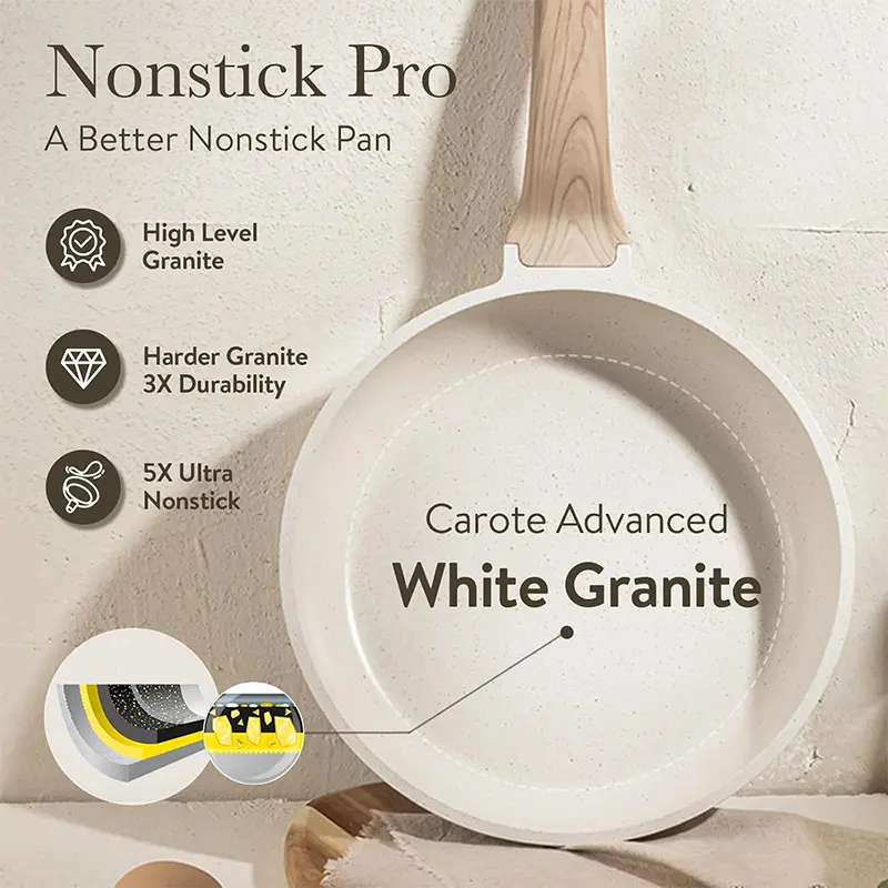 Granite Cookware Set, Kitchen Essentials, Non-Stick Granite Pots and Pans, Home Cooking Utensils, Complete Meal Prep Kit