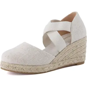 Espadrille Wedge Sandals for Women Slip On Closed Toe Women Shoes with Elastic Straps and Stylish Everyday Comfort