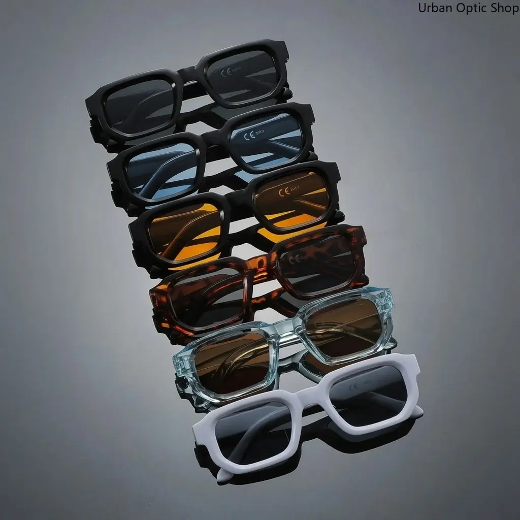 XUH 6-Pack Unisex Nylon Colorblock Square Frame Sunglasses, Lightweight Durable Eyewear with Decorative Lenses, Comfortable All-Season Versatile Fashion Accessory for Daily Wear, Sunglasses For Women, Comfortable Wear, All-Season Versatile Wear