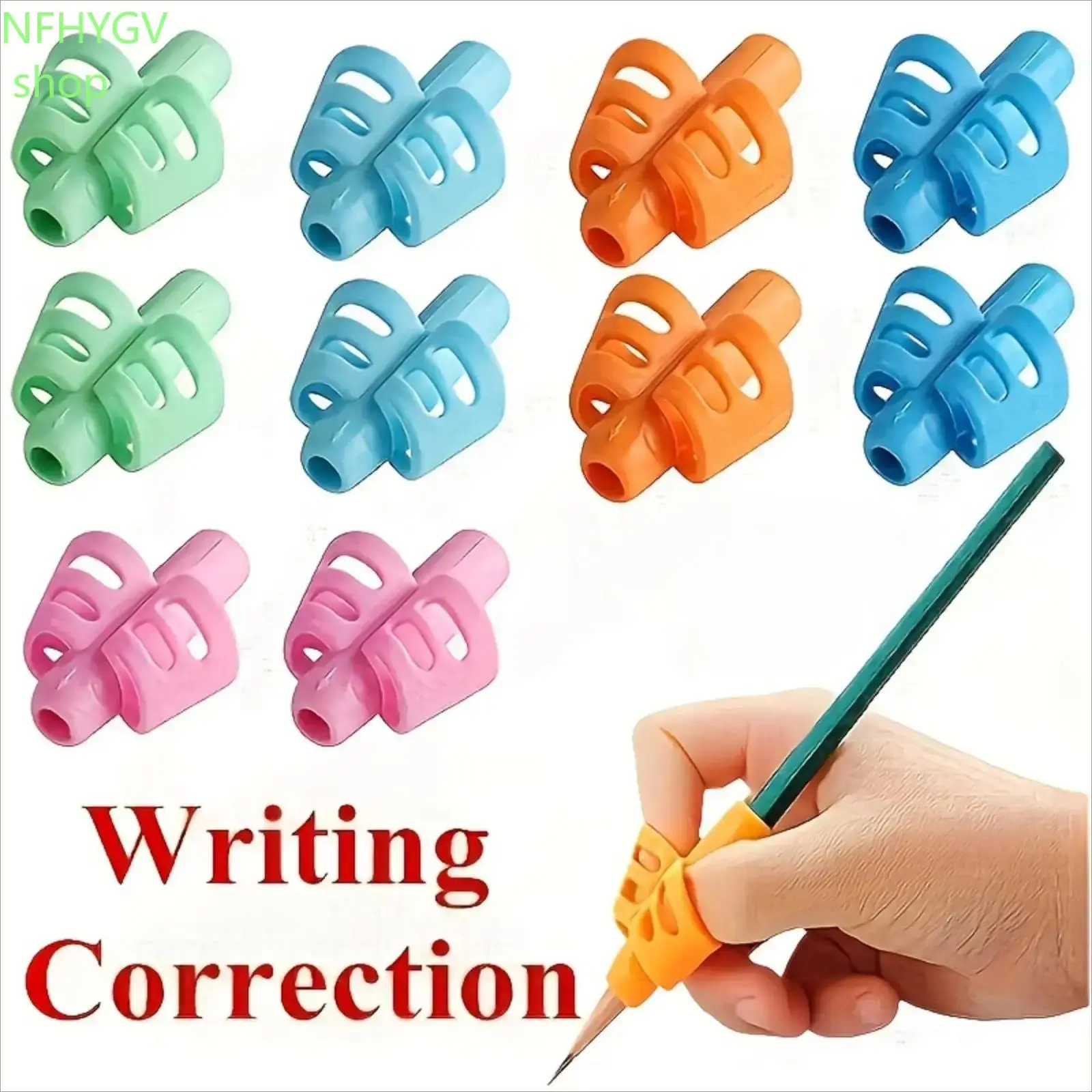 4 Pack Ergonomic Writing Pencil Grips, Multi-Purpose Posture Correction Tool, Colorful Universal Writing Aid Suitable for Left and Right Hands, Works With Pencils, Pens and Art Brushes for Office, Study and Daily Drafting Practice