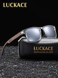 LUCKACE Lightweight And Comfortable Nose Pads, Polarized Sunglasses, Men'S And Women'S Square Frames, Fashionable Wear And Accessories, Uv Protection For Driving And Travel, Reducing Glare