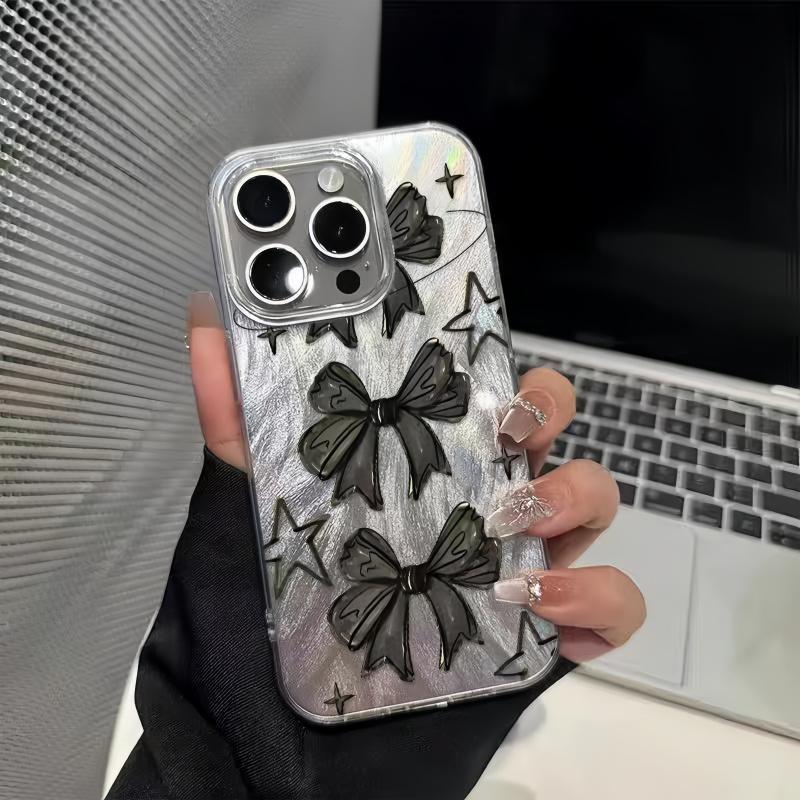 Luxury Feather Yarn Clear Phone Case, Integrated Transparent Buttons, Shockproof Airbag Corners.Anti-Fingerprint TPU & PET Material, Slim Anti-Drop Protective Cover for iPhone 17/16/15/14/13 Pro Max Plus Air, Trendy Aesthetic Design