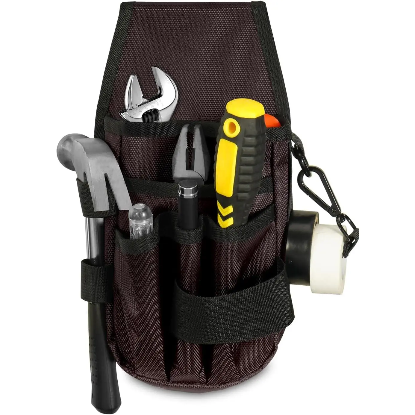 5-Pockets Tool Pouch, Black Tool Pouch Organization, Heavy-Duty Electrician Tool Pouches for Electrician, Carpenter, Construction, Technician, Side Belt Pouch, Small Electrician Holster