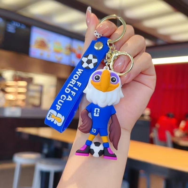2026 World Cup Keychain Soft Rubber Fan Mascot Pendant Car Keychain Wholesale Keychains