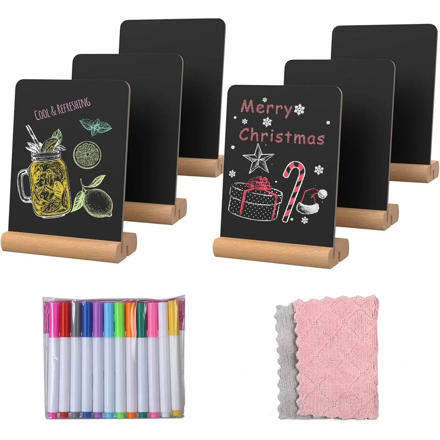 Chalkboard Signs, 6 Pack Mini Chalk Board Sign Board with Stand for , Buffet, Parties, Message Boards, Table Numbers (4 x 6 in)