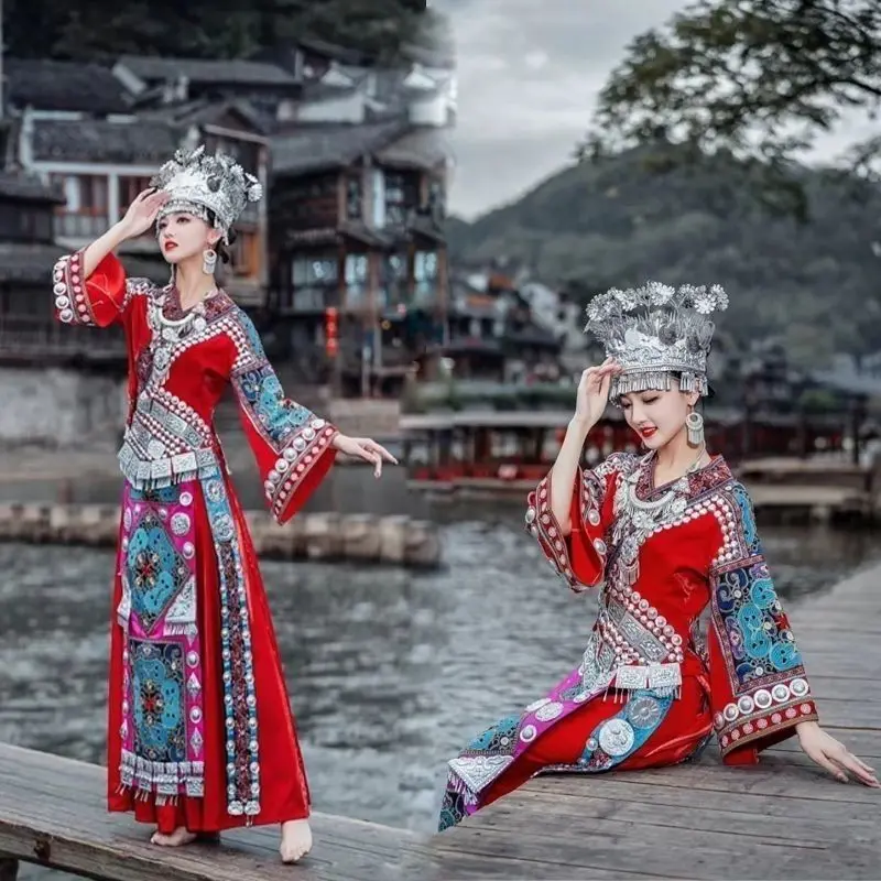 Hmong Miao Women's Embroidered Photo Shoot Styling Set - Ethnic Stage Look