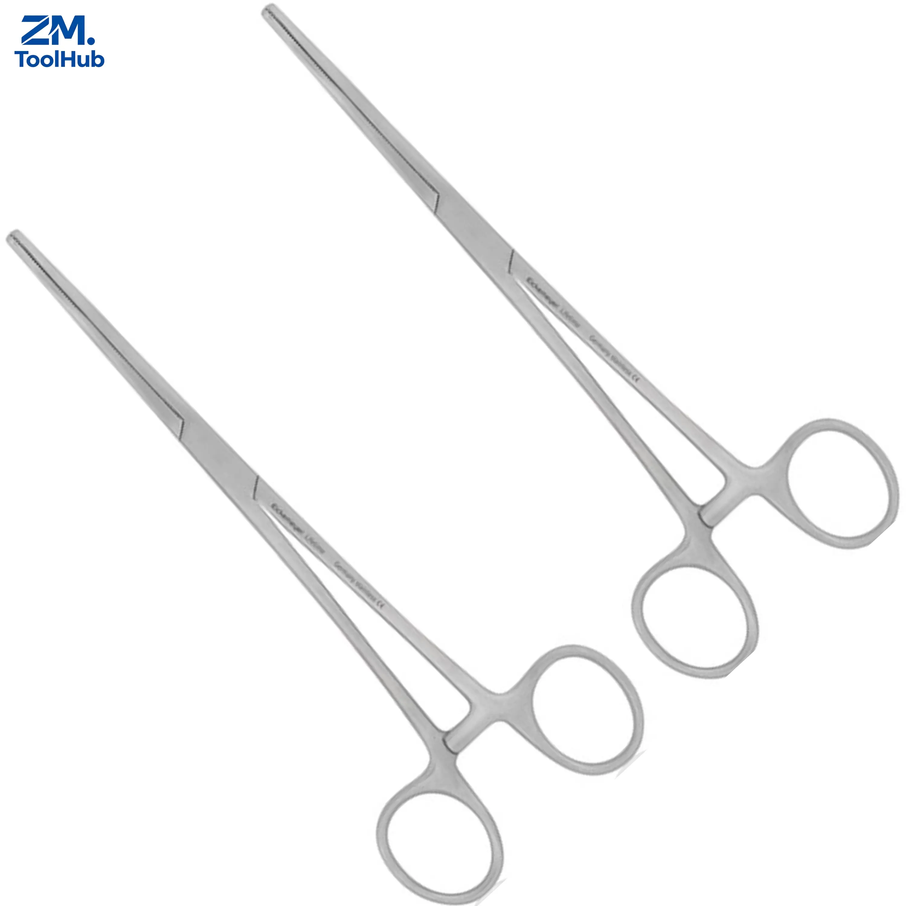 2 Piece, 8 Inch Straight & Curved Tip, Medical Fishing Craft Tools, Stainless Steel Locking Tweezer Clamps Hemostat Set for Nurses, Fishing, Crafts and Hobby (Silver)