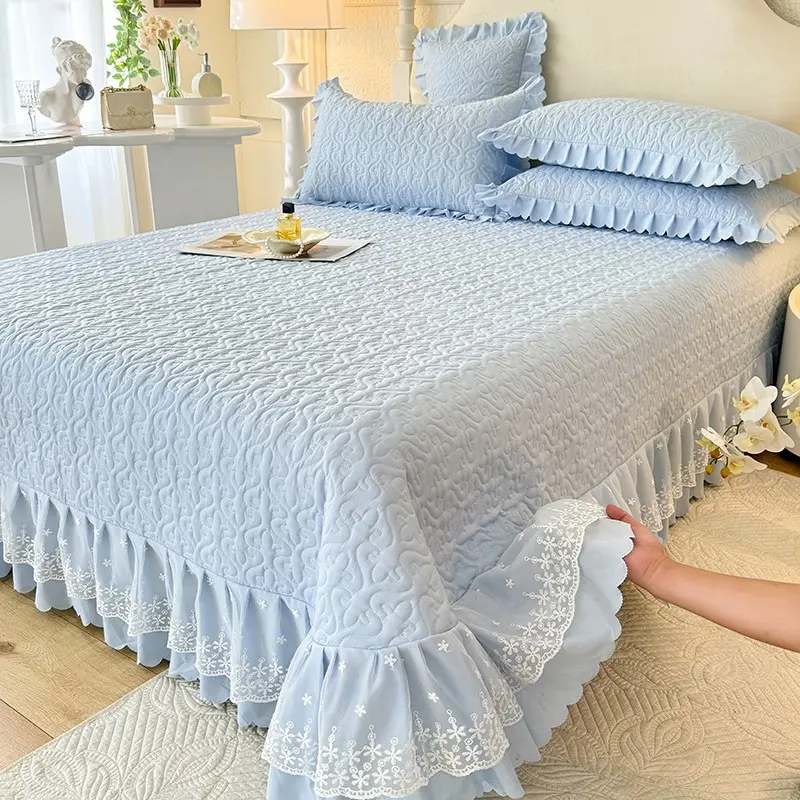 French Princess Decorative Bedding Set, 3-Piece (1 Fitted Sheet + 2 Pillowcases), Polyester Fiber, Bedroom Decor, Year-Round Use