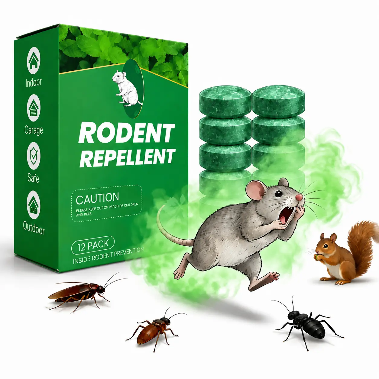12-Pack Natural Peppermint & Lemon Oil Rodent Repellent Balls (1 Box/12pcs) - Plant-Based Aroma Home Supplies, Long-Lasting Pest Deterrent for Rats,Mice,Squirrels,Spiders, Closet/Storage/Garage Pest Guard, Multiple Zones Place & Forget Protection, Basemen