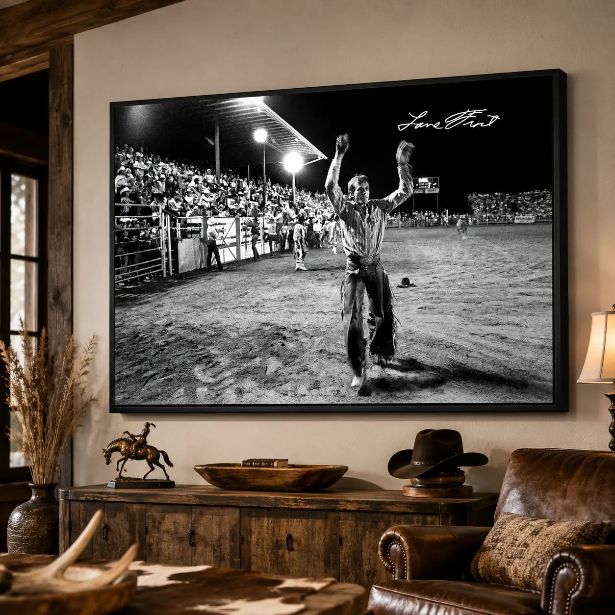 Vintage Lane Frost Poster with Signature, Legendary Bull Rider Rodeo Scene, Classic Western Wall Art, Aesthetic Print, Canvas Wall Art, Rodeo Cowboy Decor, Bull Riding Poster, Western Ranch Decor, Man Cave Decor, Gift for Rodeo Fans