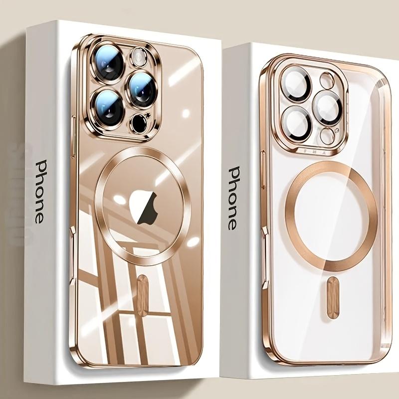 Magnetic Electroplated Protective Casing for iPhone 11/12/13/14/15/16/17 Pro Max/Plus, Transparent Soft Slim Shockproof Cover with Lens-Safe Glass Camera Protection & MagSafe-Compatible Wireless Charging Support, Smartphone, Handheld