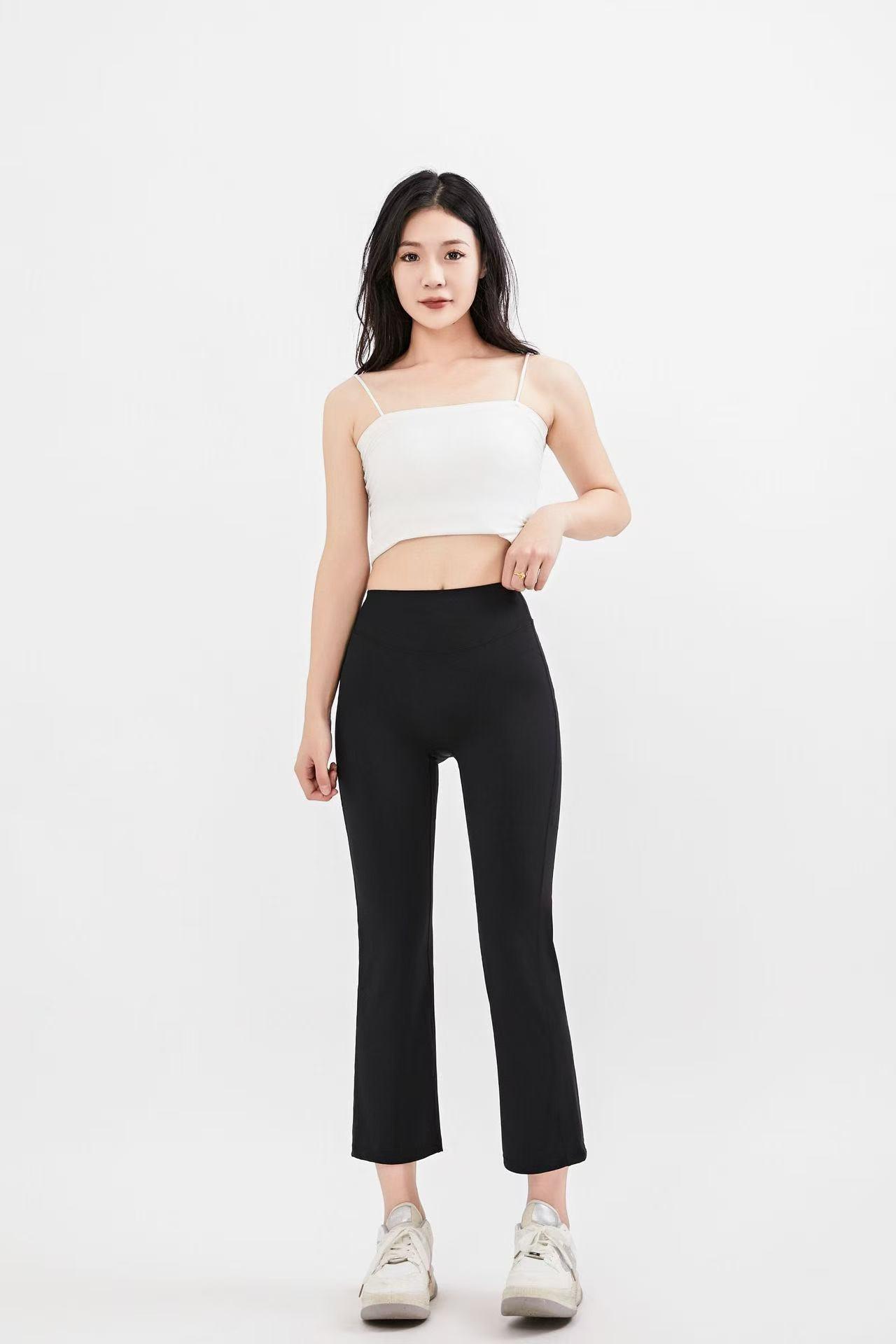 Nude High Waist Elastic Yoga Micro-flare Pants Leggings Gym Peach Lifting Hips Tight-fitting Outwear Pilates Waist Sculpting