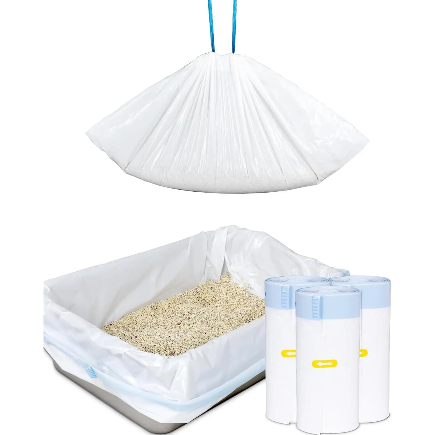 Cat Litter Box Liners, 35.4 x 17.7 in Large Drawstring Design Bags with Odor Seal, 2 Mils Extra Thick, Durable & Tear-Resistant, 44 lbs Capacity, 30 Count