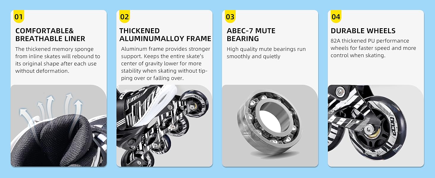 AGS Adjustable Inline Skates Boys and Girls Ages 5-8 8-12 with Light up Wheels,Roller Skates for Kids Ages 4-12, Teen Skates for Beginner Outdoor and Indoor