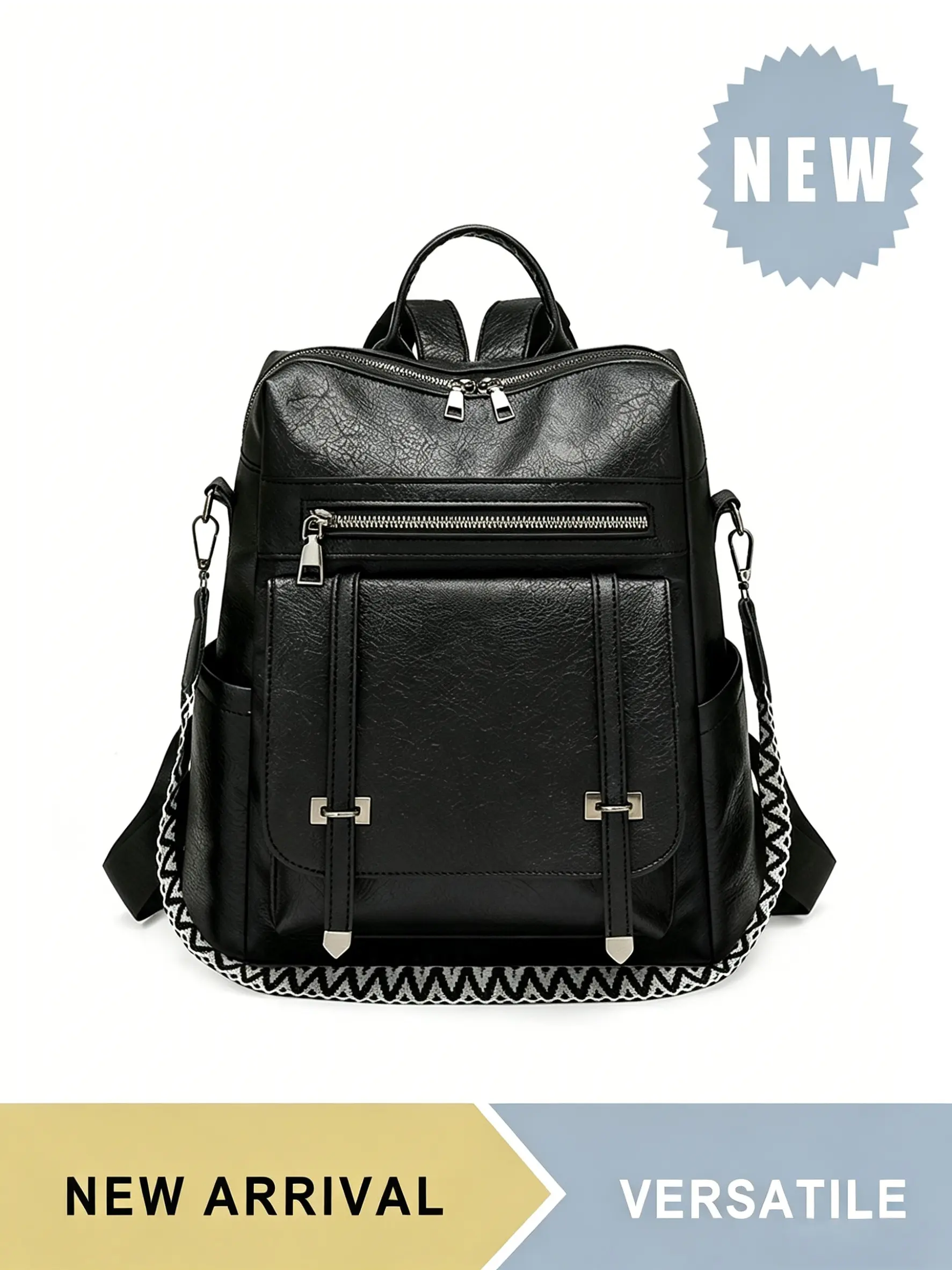 Vintage PU Leather Backpack Purse, Traveler Essentials Backpack, for Women Teen Girls, Convertible Shoulder Bag Casual Daypack with Multi Zipper Pockets Adjustable Straps, Large Capacity for Travel School Commute Daily Use, Multiple Colors Available
