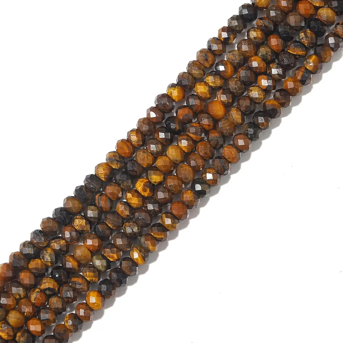 Yellow Tiger Eye Loose Beads, 4x2mm Faceted Cut Rondelle Shape, 120 Count for Jewelry DIY Making & Design Projects