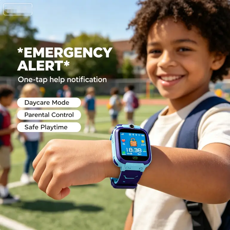 Q19B 6th Gen Kids Smart Watch with GPS Tracker & 2 Way Call, Unisex Children Phone Watch with HD Camera Touch Screen LED Flashlight, Adjustable Silicone Band, Birthday Gift for Boys Girls Toddlers
