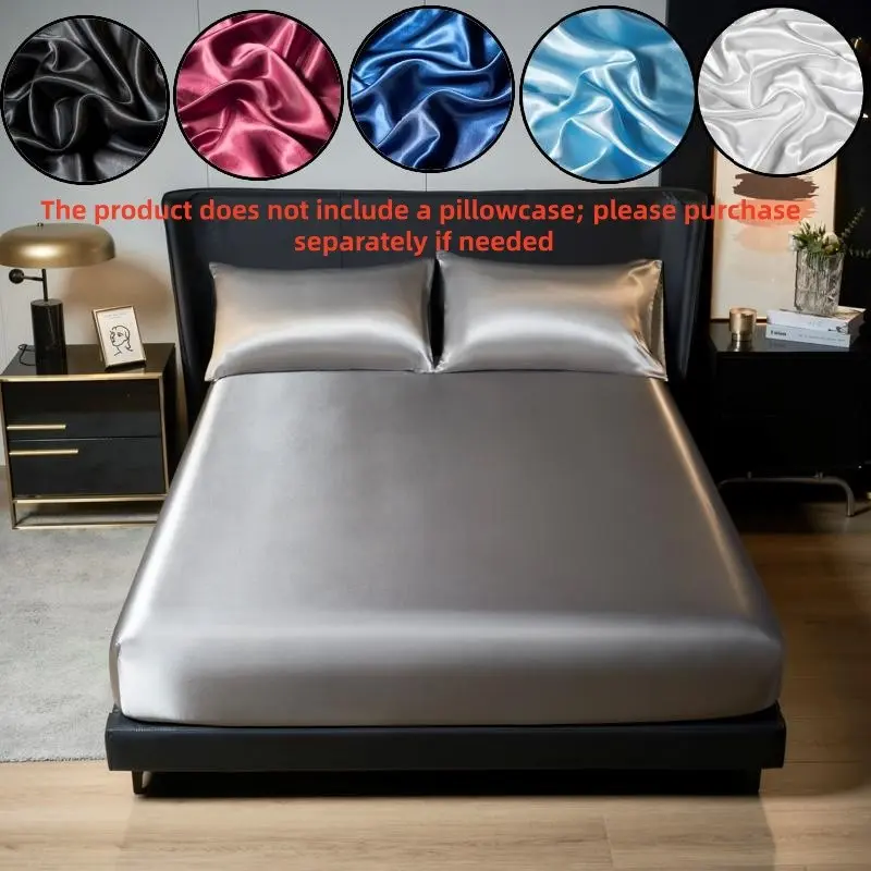 Solid Color Satin, 1 Count Soft Breathable Bed Sheet or 2 Counts Pillowcases without Filling, Decor Bedding Supplies for Home Bedroom, Silky Bedding, Satin Bed Sheets, Fitted Sheets, Bed Linens, Bedsheet