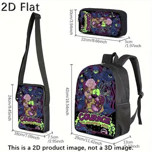 3pcs Backpack Set Featuring The Theme of Courage The Cowardly Dog, Includes a Backpack, a Crossbody Bag, And a Pencil Case. It'S Lightweight, Spacious, And Has Adjustable Straps, Making It a Great Gift for Birthdays, Thanksgiving, Or Christmas