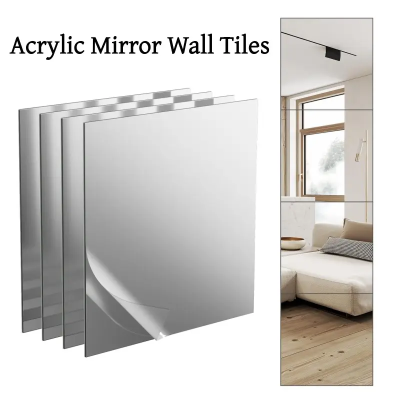 Flexible Square Decorative Mirror Wall Decor, 4/20pcs Frameless DIY Acrylic Mirror, Shatterproof Unbreakable Wall Mirror for Home Gym Decor, Room Decor, Household Decoration Supplies
