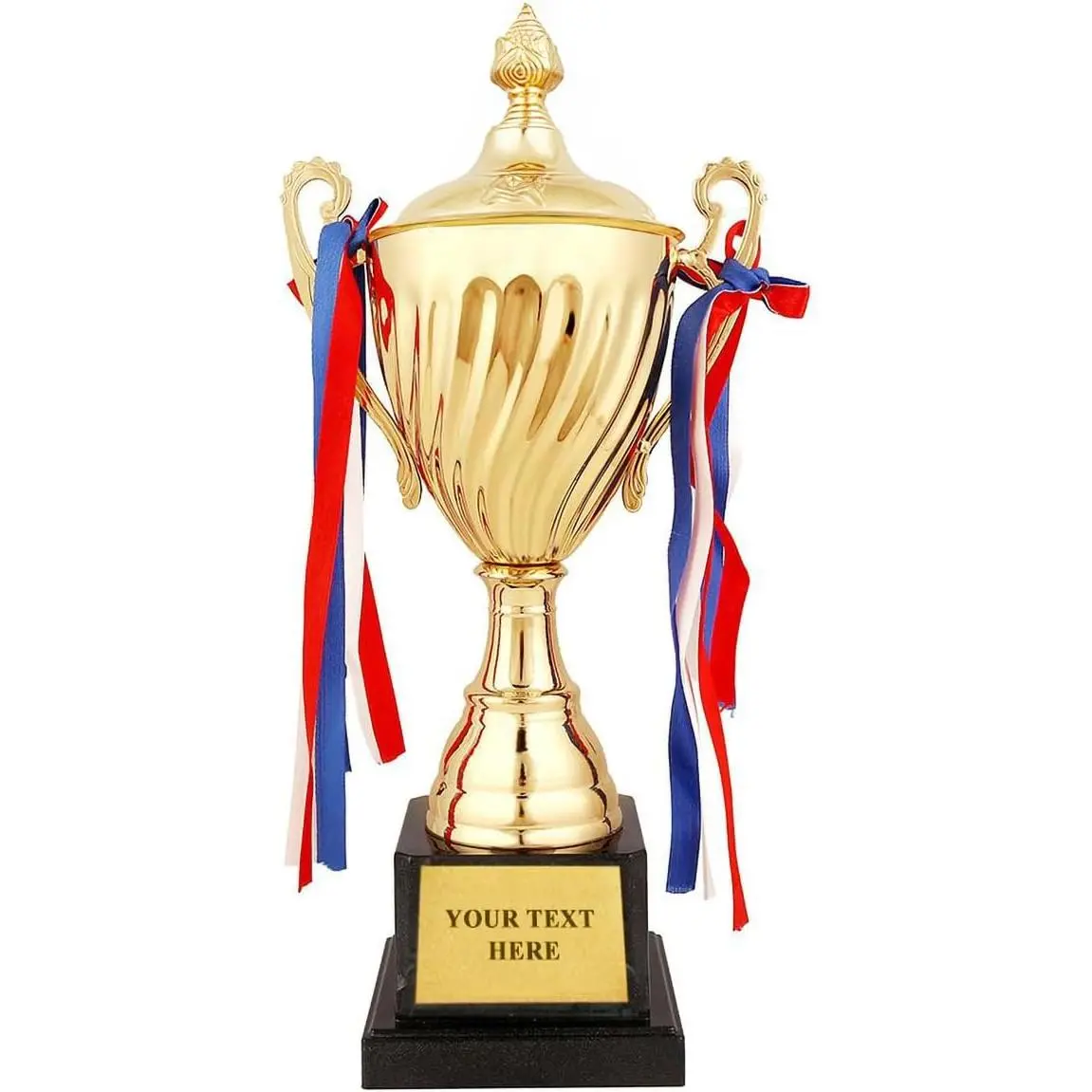 Golden Trophy with Lid - Large Trophy,Gold Award for Sports,Tournaments,Competitions,Soccer Football Trophy,Teamwork Award