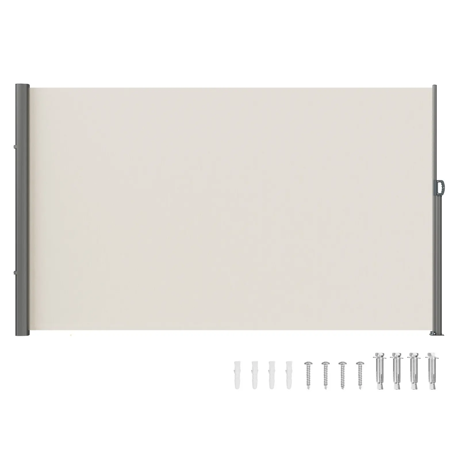 Beige Rectangular Retractable Awning 71in×118in, Minimalist Outdoor Patio Sun Screen with Rust-Proof Aluminum Alloy Frame, Privacy-Wind Screen, Fade-Sun-Proof Canopies & Shade for Courtyard, Pool Areas, Fade Resistant Parasols, Canopies & Shade