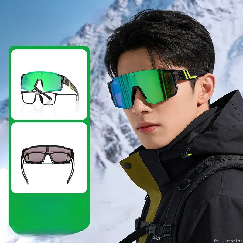 All-in-One Polarized Sun Glasses Designed to Wear Over Eyeglasses for Men, UV Protective Sports Eyewear, Ideal for Skiing, Cycling, Mountain Hiking and Outdoor Sports