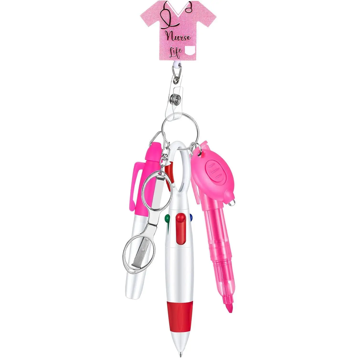 6 count Nurse Pen Set Include Permanent Marker Pen Badge Clip Ballpoint Highlighter Foldable  LED Flashlight  Appreciation Gifts Nurse Accessories for  Week()