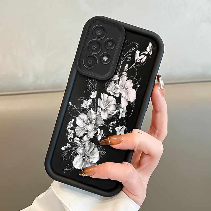 High-End White Floral Artistic Design Phone Case for Samsung Galaxy S26 S25 S24 S23 S22 S21 Fe Plus Ultra A13 A14 A15 A16 A17 A33 A34 A35 A36 A52 A53 A54 Note20, Shockproof, Durable, And Beautifully Stylish.