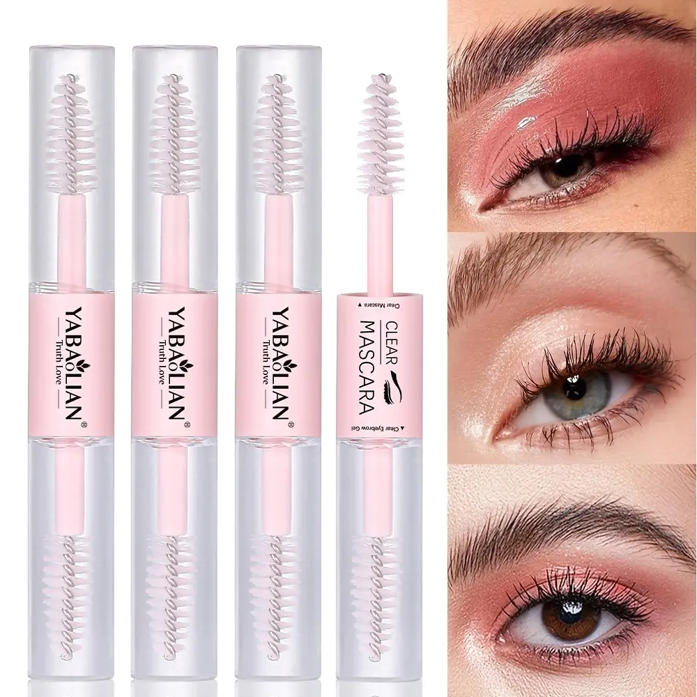 3-Piece Double Head Dual-Ended Transparent Smudge Proof Mascara & Brow Gel, Non-Toxic Balm, Prevents Smudging, Enhances Volume