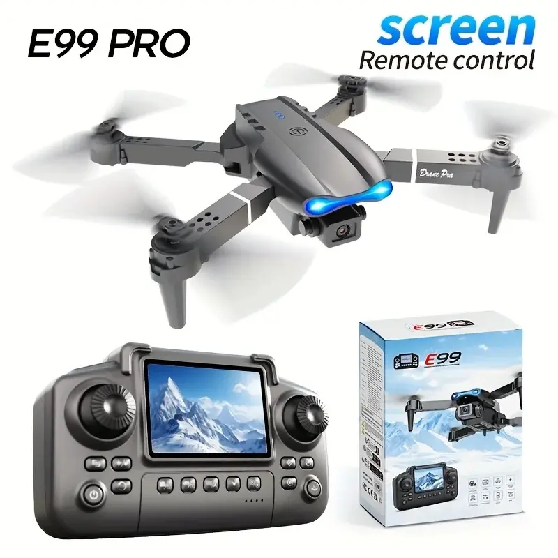 The upgraded 2026 E99PRO MAX drone is equipped with dual cameras, an in-screen remote control, and dual batteries. This drone is suitable for beginners
