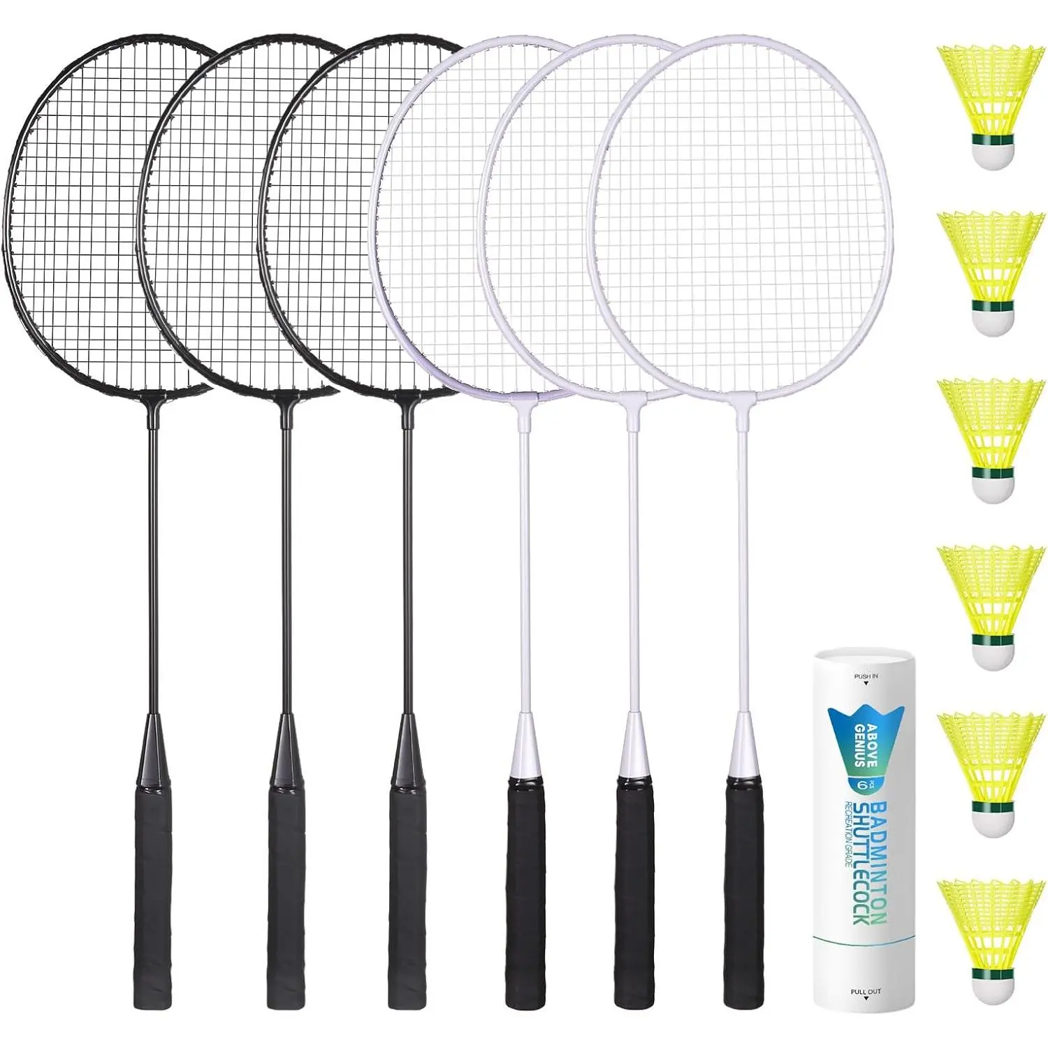 Badminton Rackets Set, 6/12 Racquets, 6/12 Birdies| Lightweight & Durable Badminton Set for Outdoor Backyard & School Games for Adults, Teens, Families and Beginners