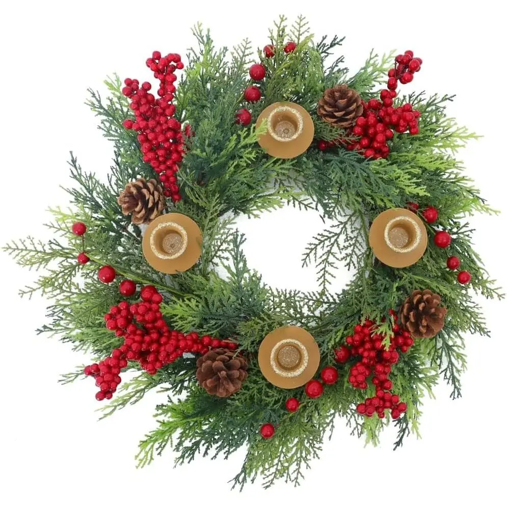 18 inch Christmas Advent Candle Holder Wreath Centerpiece Decor for Table Indoor Home & Church