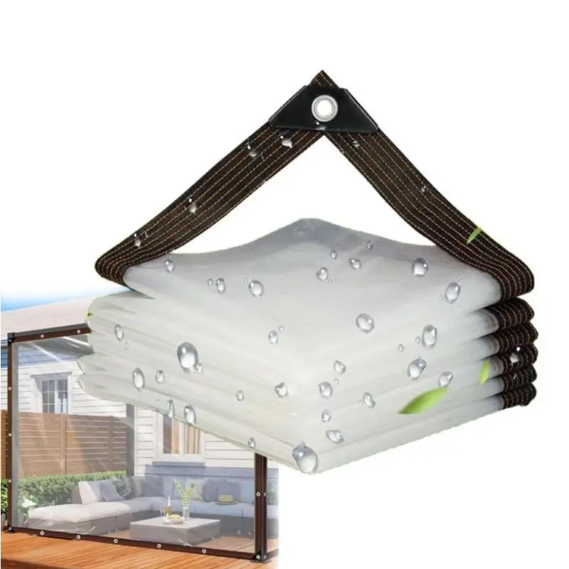 Clear Waterproof Tarp with Metal Grommets, Heavy Duty Outdoor Cover for Camping, Patio, Garden Plants & Equipment Protection