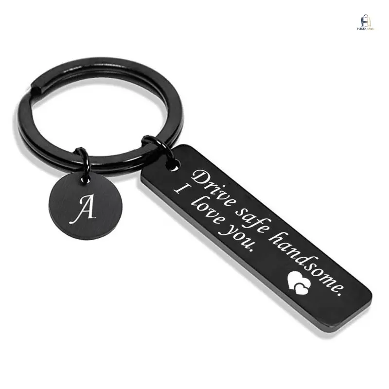 Keychain Car Charm| Safe Driving Stainless Steel Initial Letter Key Ring, 26 Alphabet Personalized Car Hanging Ornament, Sturdy Durable Accessory for Vehicle Keys Holiday Daily Gifting
