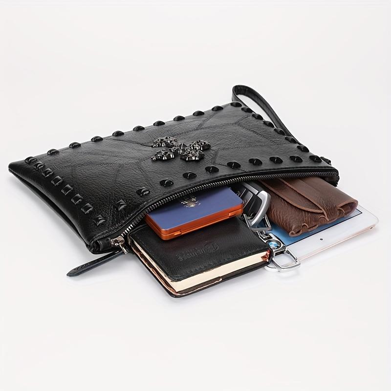 New style men's bag, fashionable and versatile women's bag, rivet envelope clutch, small bag, large capacity hand-held bag